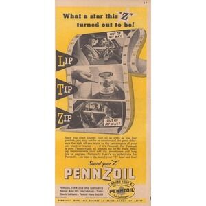 1946 Pennzoil Vintage Print Ad Motor Oil Mid Century Automotive Farm Art Decor